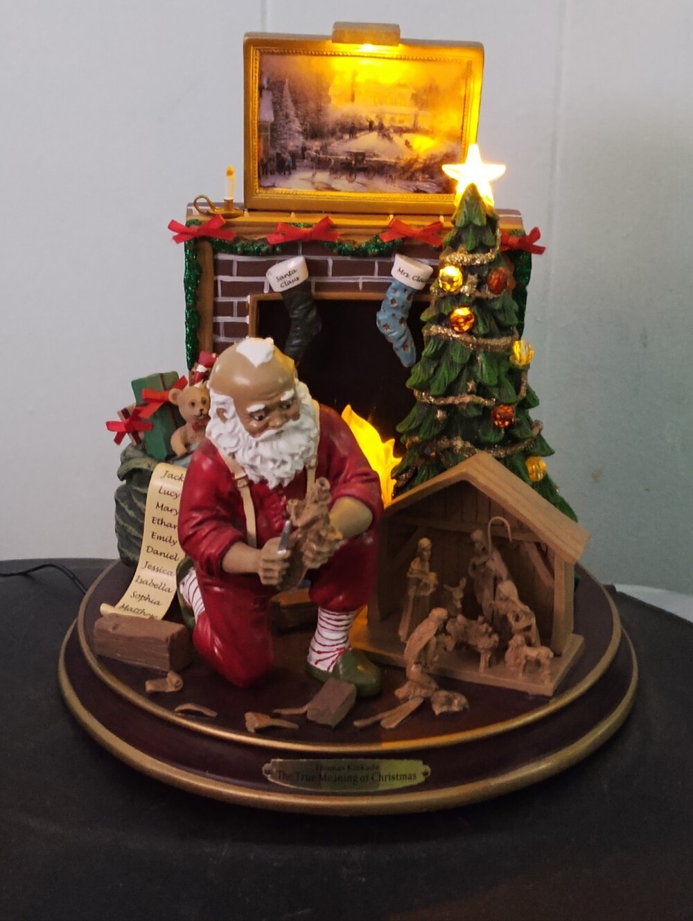 Holiday Thomas Kincade's Lights Up And Narrative Santa Tabletop Centerpiece